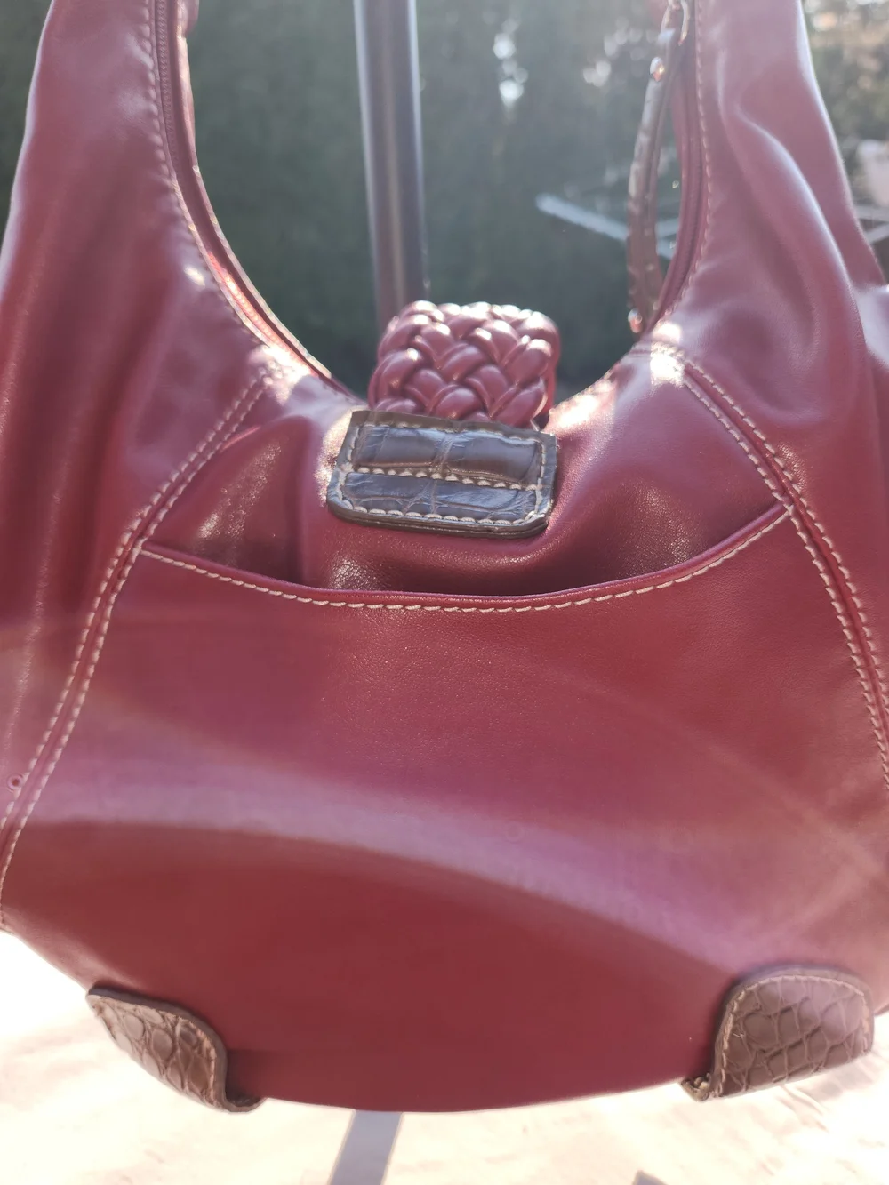 Pritzi Red Braided Accent Hobo Bag